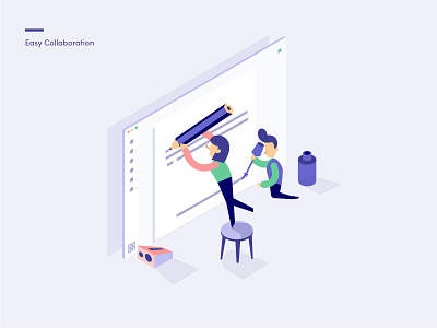 Arc Studio Pro Illustration: Collaboration adobeillustrator characters feature flat illustration isometric purple screen ui uidesign vector wacom webillustration