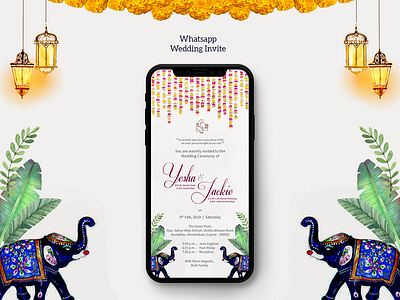 Whatsapp Wedding Invite art branding bride concept creative culture design dribbble freelance freelance designer graphic design illustration india indian invitation invitation card shaadi wedding wedding card whatsapp