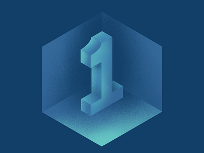 1 Dribbble Invite blue corner dribbble dribbble invite geometric giveaway illustration invite ipad pro isometric navy blue number one procreate shadow shot