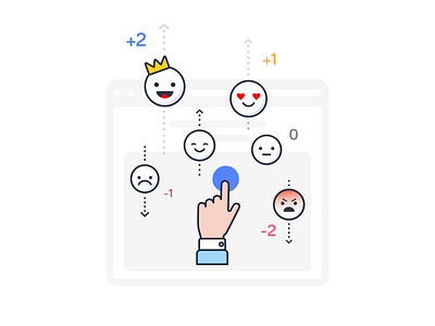 Social Network Emotions Illustration branding design dislike emoticon emotion estimate hand icon illustration judge like network newsfeed opinion platform rating review smile social ui