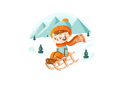 Sledding adobeillustrator adobephotoshop art artwork brushes colored design dribbble flat design illustration sledding texture vector