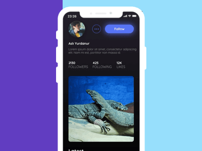 Cover Flow Animation animation blue browsing carousel clean coverflow dark darkmode follow light blue motion purple simple social ui ui ux