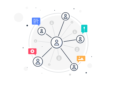 Social Network Community Illustration admin branding communicate communication digital friend friendship group icon illustration leader link message moderate opinion people socials team ui user