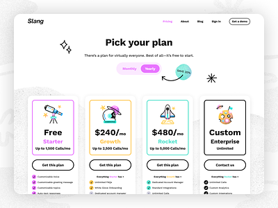Slang Pricing b2b brand brand agency iconography icons modern pricing saas web design webflow website
