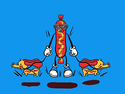 Hotdogs with hotdogs! cartoon character design digital drawing hotdog hotdogs illustration sketchbook