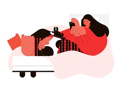 Cozzzy 💤 bedtime dog evening illustration people vector illustration