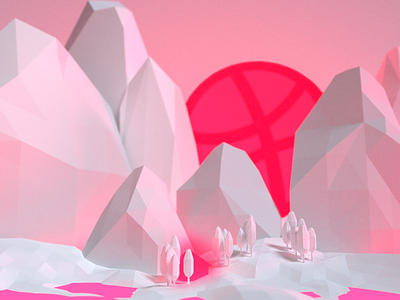 Hello Dribbble! 3d blender dribbbble glow hello hellodribble illustration low poly lowpolyart