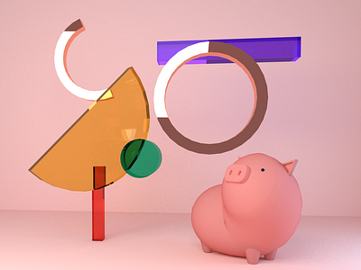 Happy Spring Festival 3d blender chinese character piggy spring festival