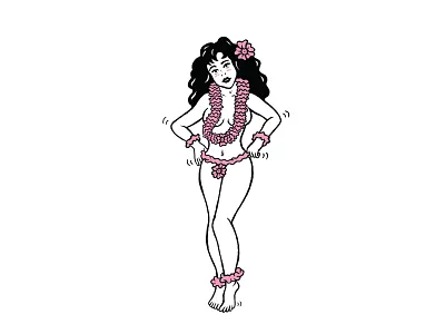 V Day 2019 - Gettin' Lei'd Tonight? flower hand drawn hawaiian hula illustration screenprinting