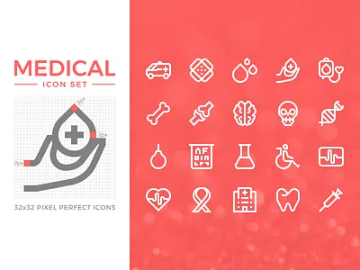 Medical Icon set blood bones design dna emergency health heart hospital icon icons iconset medical pixel perfect ribbon set ui vector