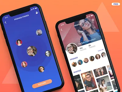 Friends Finder App - iphonex app concept design figma free freebie friends gradient ios iphonex ui user interface