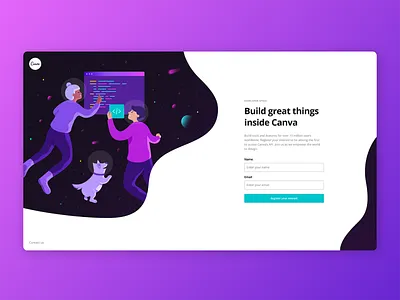 To Infinity and Beyond 🚀 astronaut canva character illustration coding developer dog gradient illustration space vector