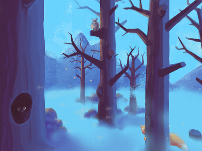 One Winter's Day / 360 VR Illustration 2d 2d artist 360 degree 360 vr illustration digital illustration monika klobcar panorama panoramic vr winter