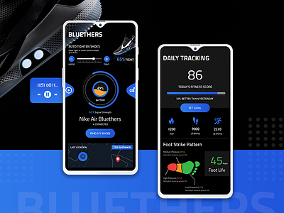 App UI Concept For Smart Shoes android app app app concept app design app designer app development bluetooth concept design dribbble fitness app health app healthcare iphone app mobile nike running shoes smart shoes ui uidesign ux