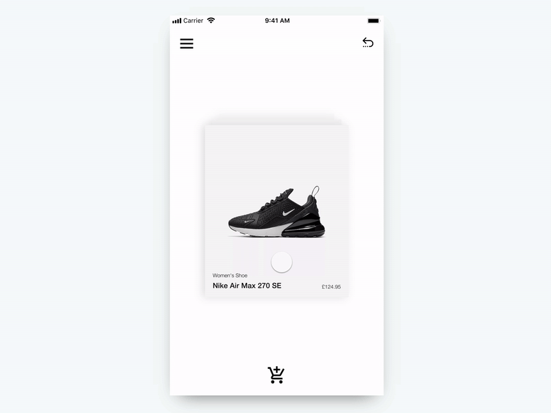 Nike Shoes - Tinder animation app black and white clean design invision studio ios iphone light mobile nike tinder ui ui ux ux