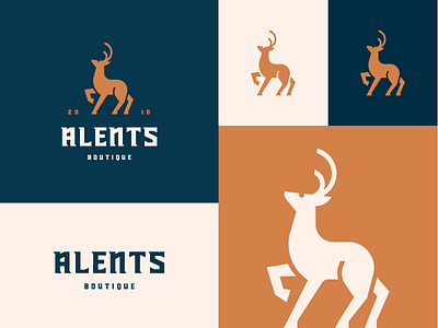 Alents animal branding deer elegant flat illustration minimal shadow stag wild