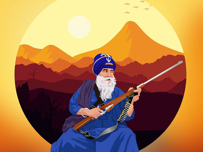 Nehang Singh adobe illustrator artist artwork blue design flat illustration line art nehang singh orange sikh singers vector vector art