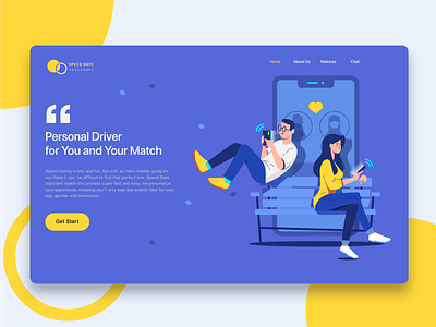 Speed Dating Assistant app branding design illustration ui vector web