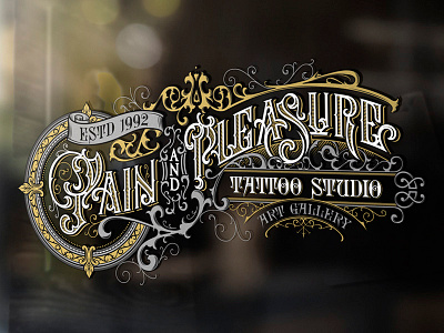 Pain And Pleasure Tattoo Studio custom design handlettering illustration lettering logo morawski tattoo typography