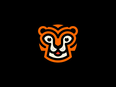 Tigerrr animal brand branding cat cute face friendly animal head kids logo stripes tiger toons