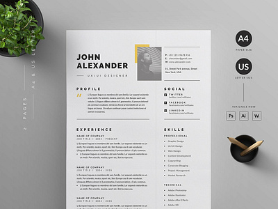 Resume/CV a4 clean resume creative resume curriculum vitae cv cv template design doc minimal minimal resume modern modern cv modern resume professional professional resume resume resume template template us letter word template