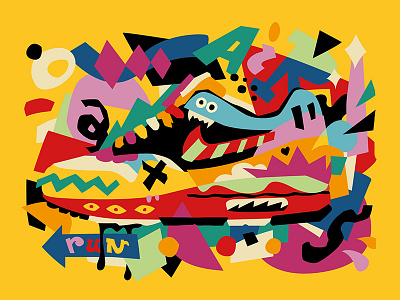 Funky Kickz Air Max 1 abstact basketball bold collage eyes fun illustration lettering minimalist mural nba pattern popart sneaker sports streetart type typography vector vibrant