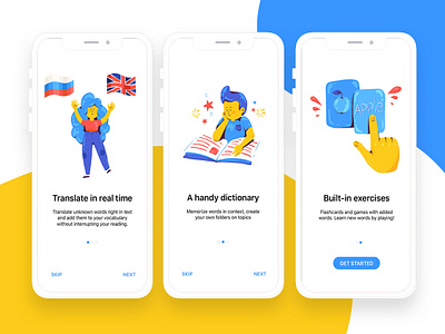 Reading app onboarding app app design application cartoon character color illustration interface ios onboarding procreate reading screen ui ux