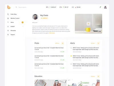 Profile page clean dashboard interface light orange page profile ui ux web webpage yellow