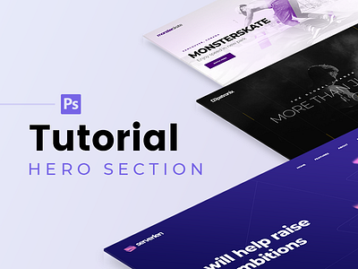 Tutorial #2 hero hero section new page photoshop ps tutorial video web youtube