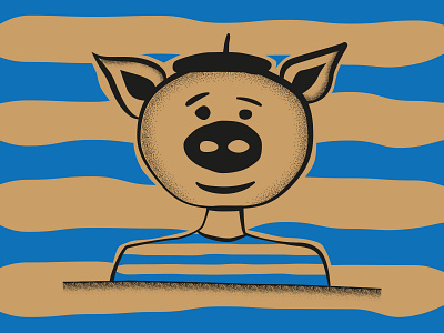 Picasso Pig #1 flat illustration minimal vector