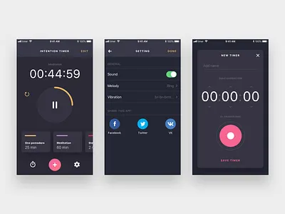 Intention Timer app ui ux