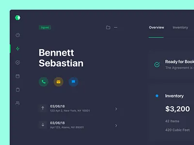 Lead Overview - Dark app clean colours crm dasboard design flat interface lead page overview profile progress progress bar sales tool typography ui ux