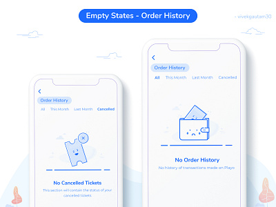 Playo App - Empty state (Order History) app artwork design empty screen empty state illustration ios ios 5 iphone minimal mobile app redesign uidesign white