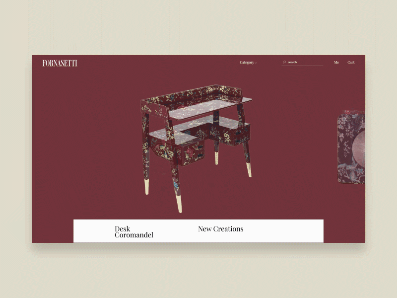 First page of Fornasetti Web adobe xd animation branding design e commerce fornasetti minimal ui ux web website