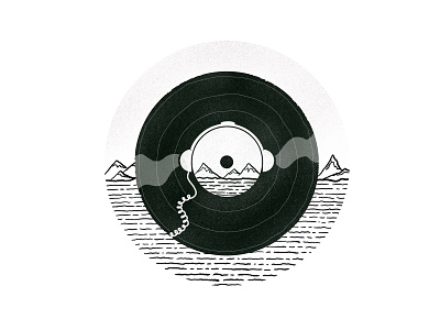 Record Landscape black white circle digital 2d drawing illustration landscape procreate record