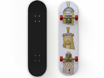 Bury me a G, 3 Jesus pieces skateboard deck bling cool design dmv gold graphic design hip hop hypebeast jesus jesus christ jesus piece jewelery rick ross rose gold skate board skate deck skate or die skateboard trap music white gold
