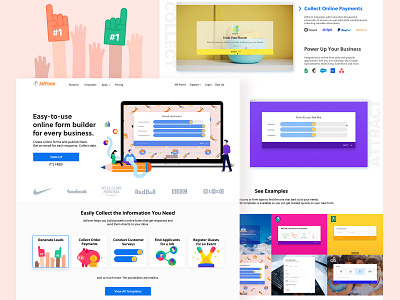 Home Page Design for JotForm Online Form Builder colorful design form builder home page icon illustration ui vector web