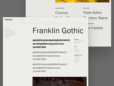 Typecase Font Page design desktop font layout minimal monochrome simple type typography ui ux