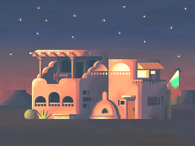 Pueblo Home Revisit: Texture architecture building desert home house house illustration illustration pueblo retro supply co stars structure texture ufo