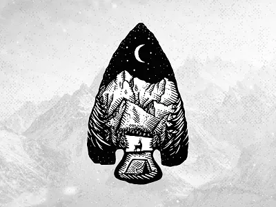 The Tribe arrowhead camping deer hiking moon mountain night pine trees river tent tribe vintage