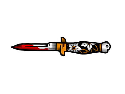 Switchblade rebound blood design flowers handmade illustration ipad knife procreate shank stroke switchblade tattoo tattoo flash