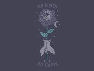 Roots broken glass design flower home illustration roots rose skull tattoo art waikiki