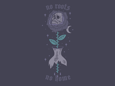 Roots broken glass design flower home illustration roots rose skull tattoo art waikiki