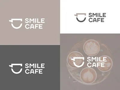 Smile Cafe branding concept caffè cup of coffee drinking happy logo a day smile smiley face