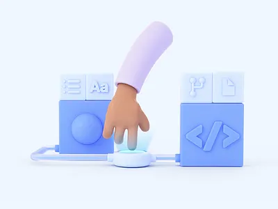 Specify : Illustration 3d 3d illustration button color colors hands ui