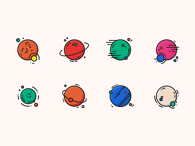 Planet Icons v.2 asteroid asteroids cosmic design design art icon icon a day icon artwork icon bundle illustration illustration art planet planet earth solar system space space age travel stars vector
