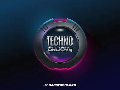 Futuristic Metal & Neon Emblem Template badge chrome emblem logo metal neon orb realistic sphere tech technology template vector