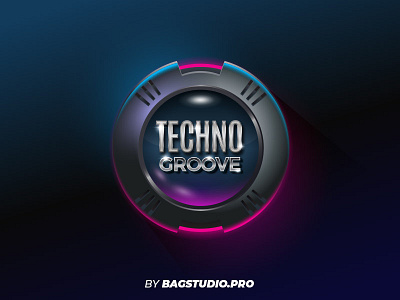 Futuristic Metal & Neon Emblem Template badge chrome emblem logo metal neon orb realistic sphere tech technology template vector