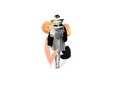 #040 abstract abstract collage avantgarde collage dribble flowers illustration monochrome papers retro photo smile