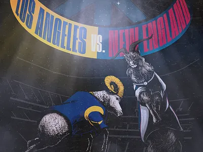 Super Bowl LIII - Rams vs. Patriots art comic digital art football illustration nfl patriots poster print rams